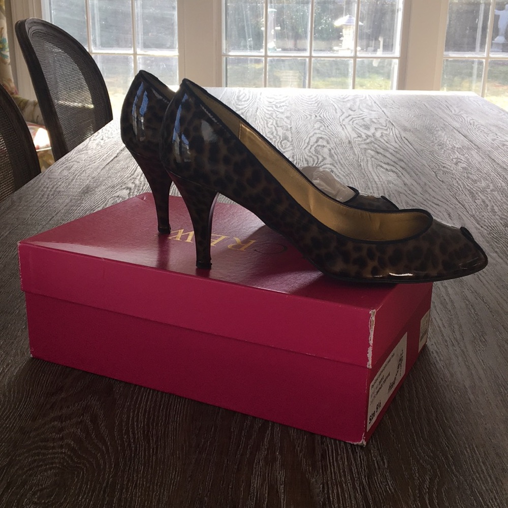JCrew Animal Print Peep Toe Pump 8.5